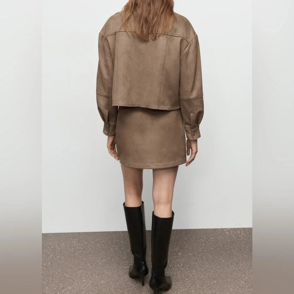 NWT MANGO Suede-Effect Mini Skirt